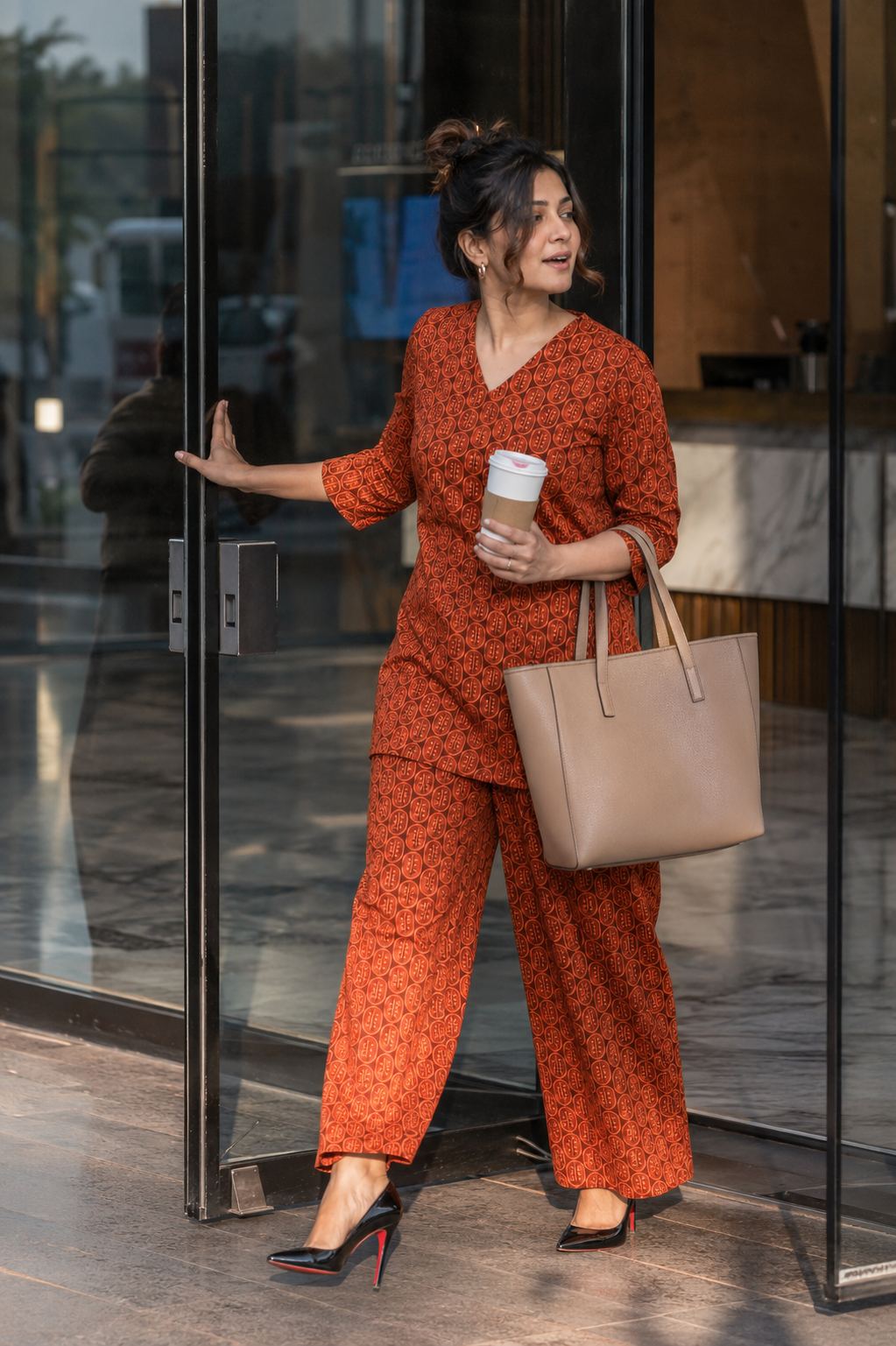 Rust Orange Bagru Print Co-ord Set
